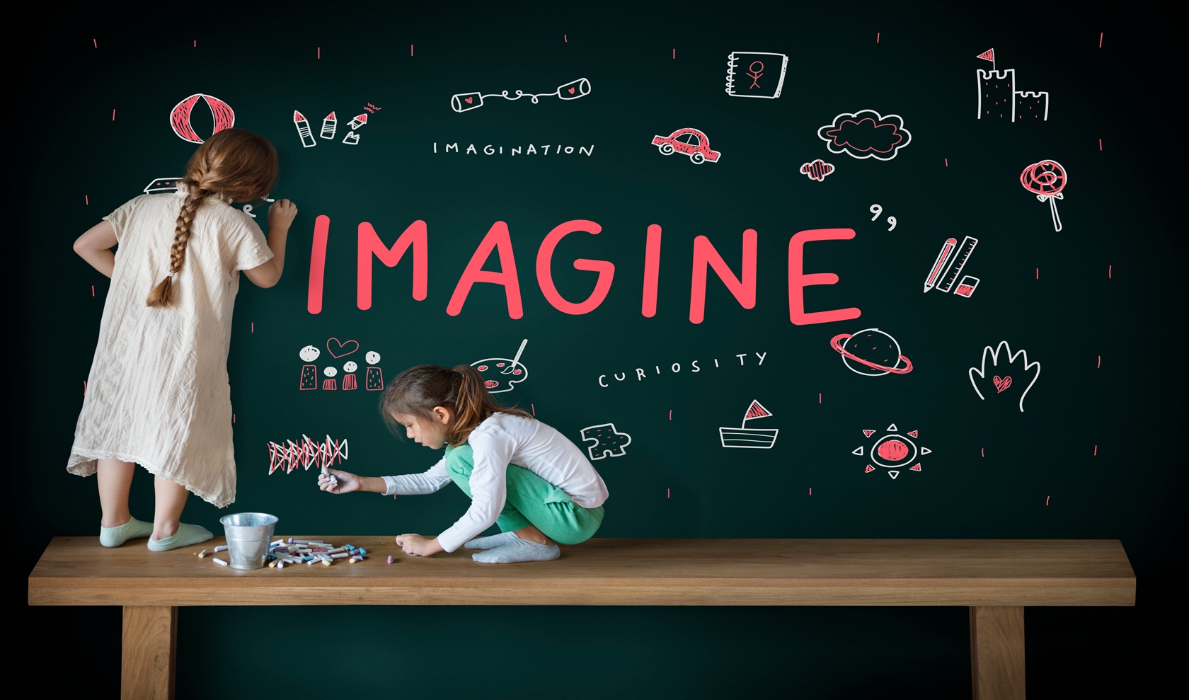 Imagine Kids Freedom Education Icon Conept