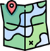 map An icon of a map with a location pin.
