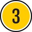 Decorative: An Icon of a number 3 on a yellow background.